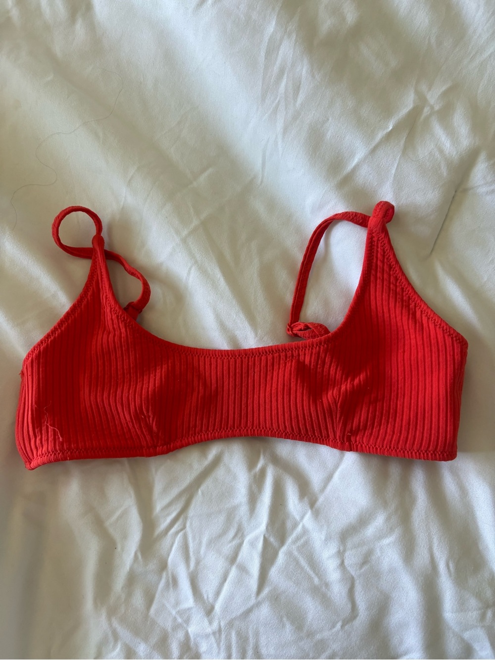 NWT TRIANGL Maci Bright Orange Candy Ribbed Sporty Bikini Top Only size small